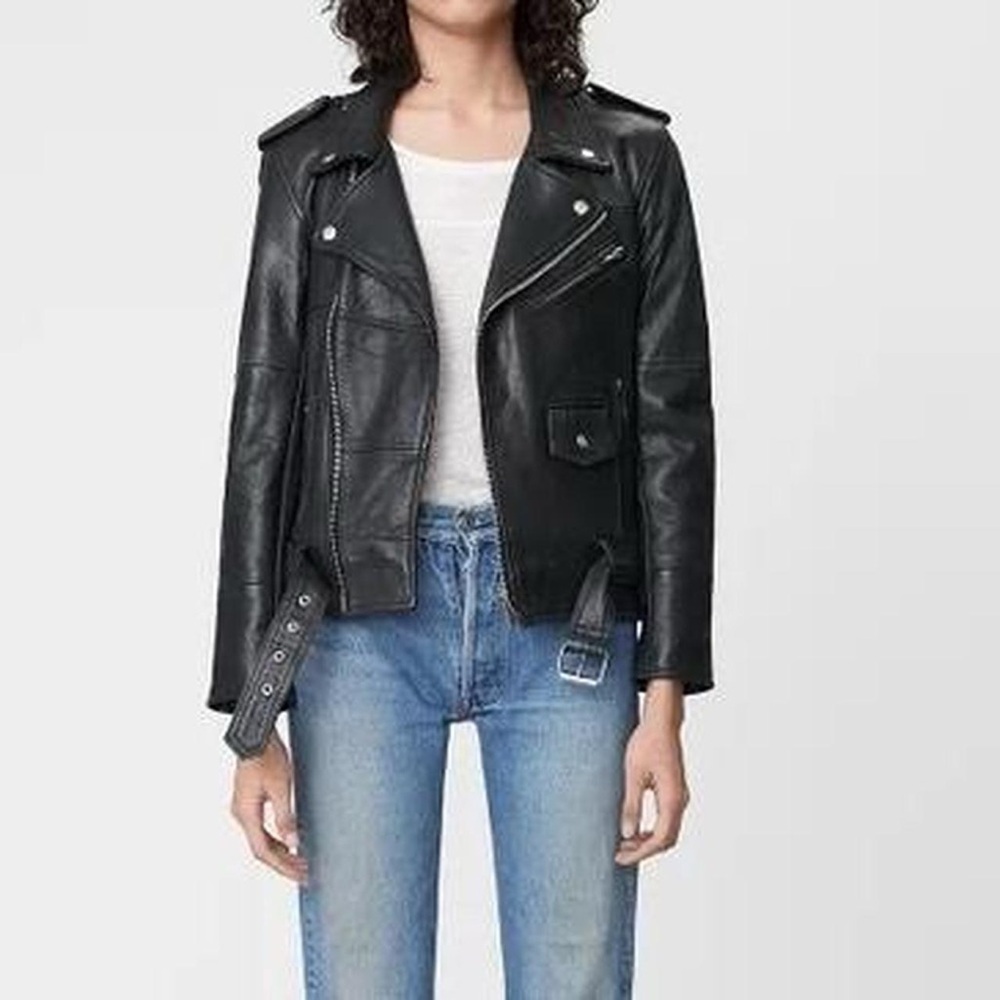 Deadwood Black Recycled sustainable Leather Biker Moto Jacket